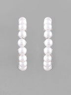 VOJ White Pearl Silver Plated Hoops Earrings | Grocsy