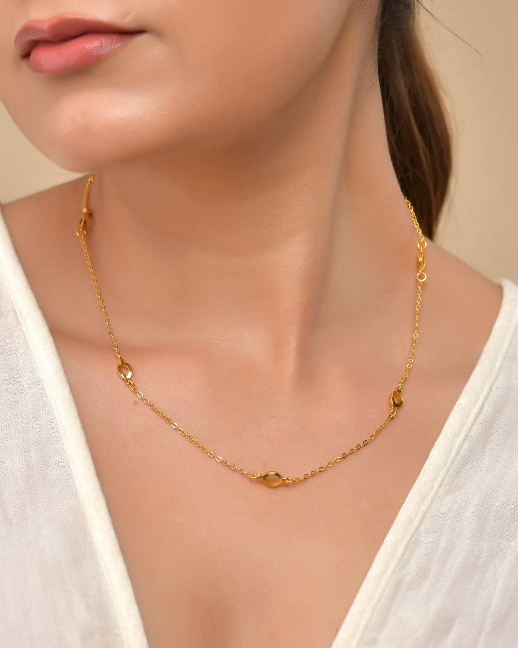 VOJ Gold Polished Minimal Designer Chain For Women | Grocsy