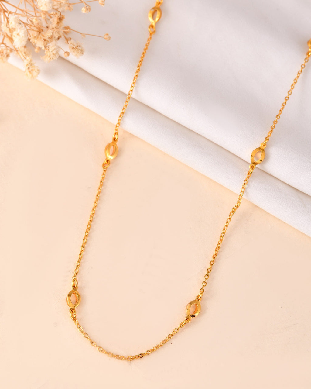 VOJ Gold Polished Minimal Designer Chain For Women | Grocsy