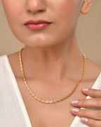 VOJ Gold Polished Oval Shaped Designer Chain For Women | Grocsy