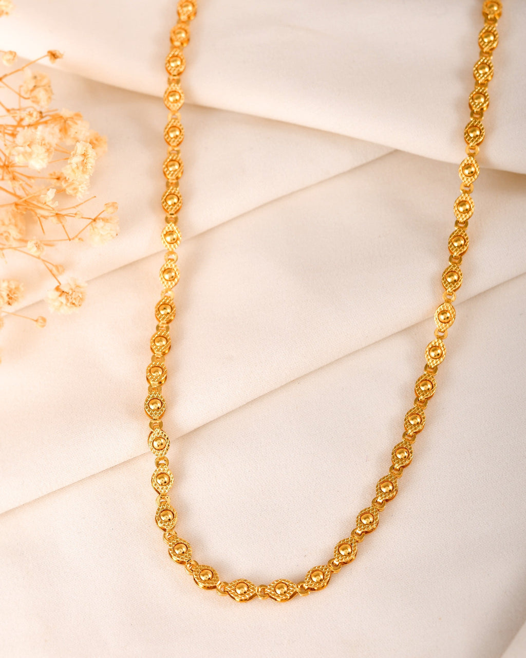 VOJ Gold Polished Oval Shaped Designer Chain For Women | Grocsy