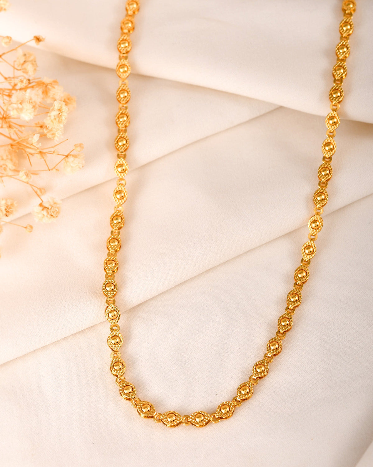 VOJ Gold Polished Oval Shaped Designer Chain For Women | Grocsy