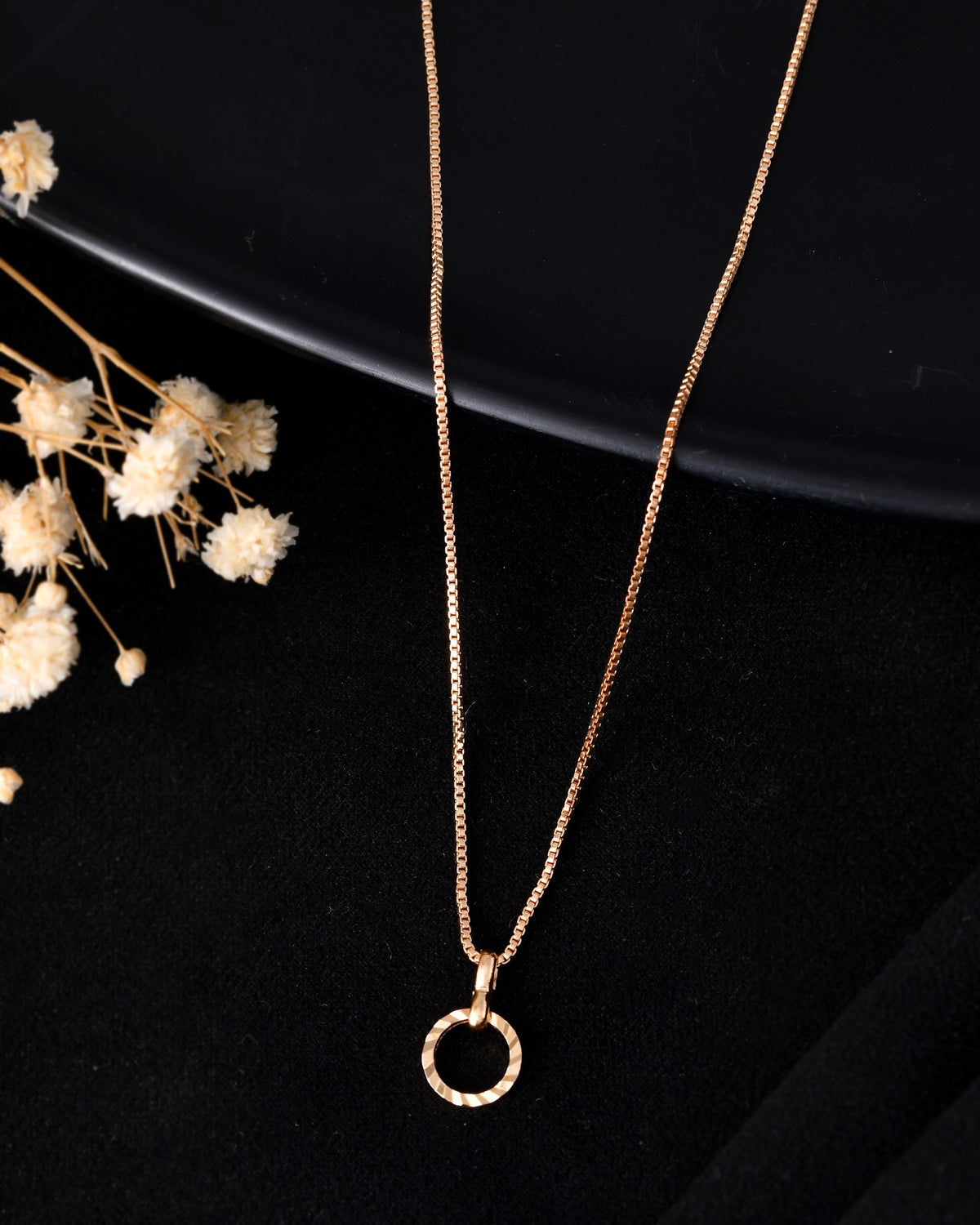 VOJ Rose Gold Polished Chain With Small Circular Pendant | Grocsy