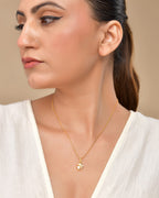 VOJ Gold Polished Chain With Fish Shaped Stone Studded Pendant | Grocsy