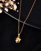 VOJ Gold Polished Chain With Fish Shaped Stone Studded Pendant | Grocsy