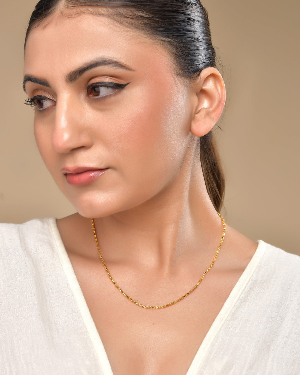 VOJ Women Gold Polished Stainless Steel Simple Chain | Grocsy