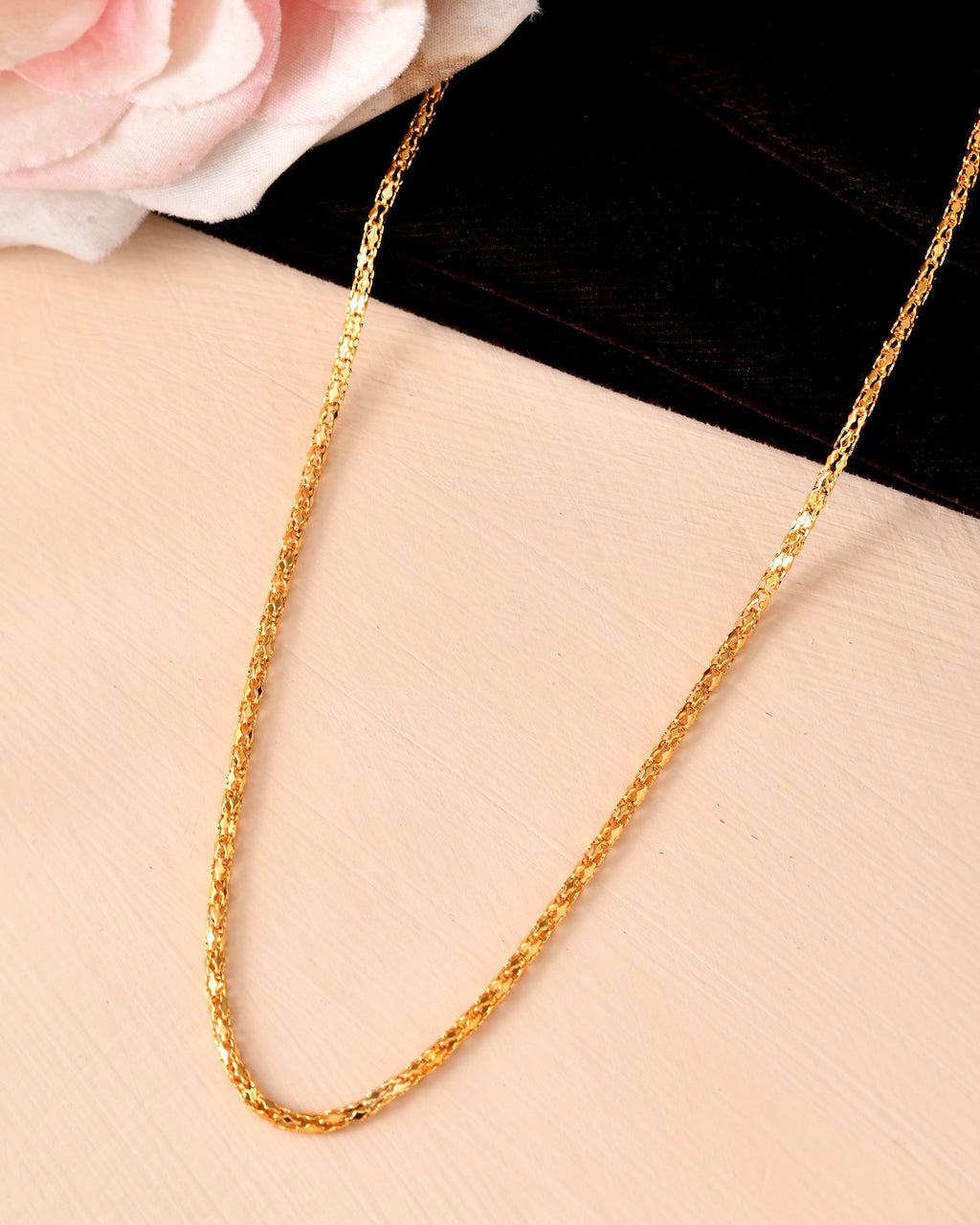 VOJ Women Gold Polished Stainless Steel Simple Chain | Grocsy