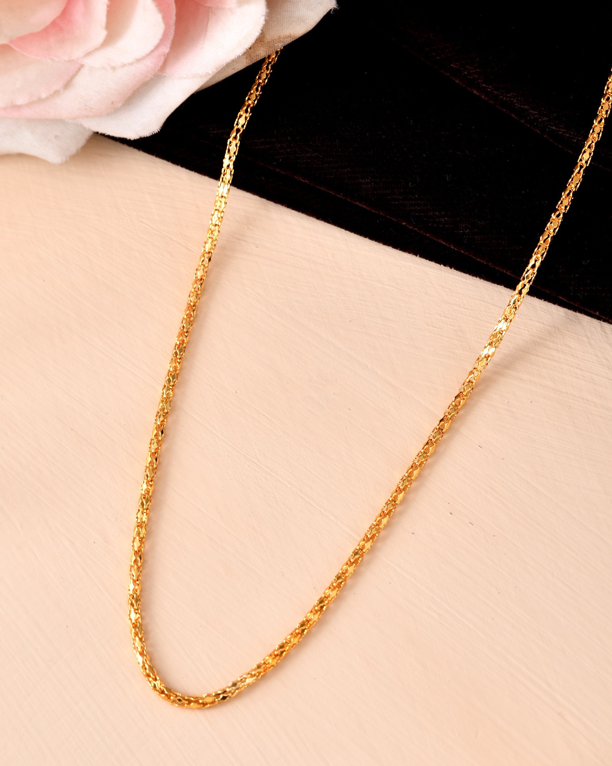 VOJ Women Gold Polished Stainless Steel Simple Chain | Grocsy