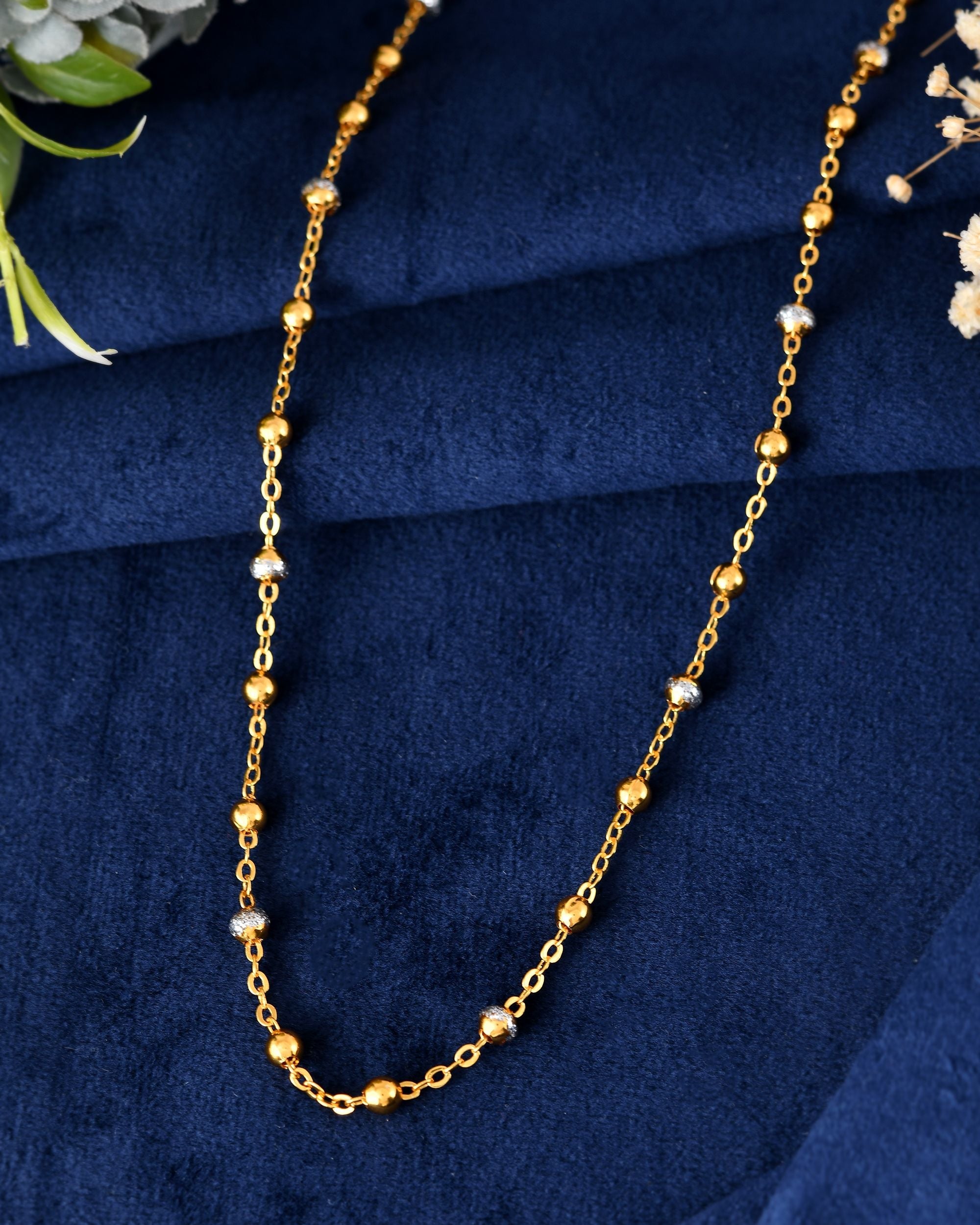 VOJ Stainless Steel Dual Toned Ball Chain For Women | Grocsy