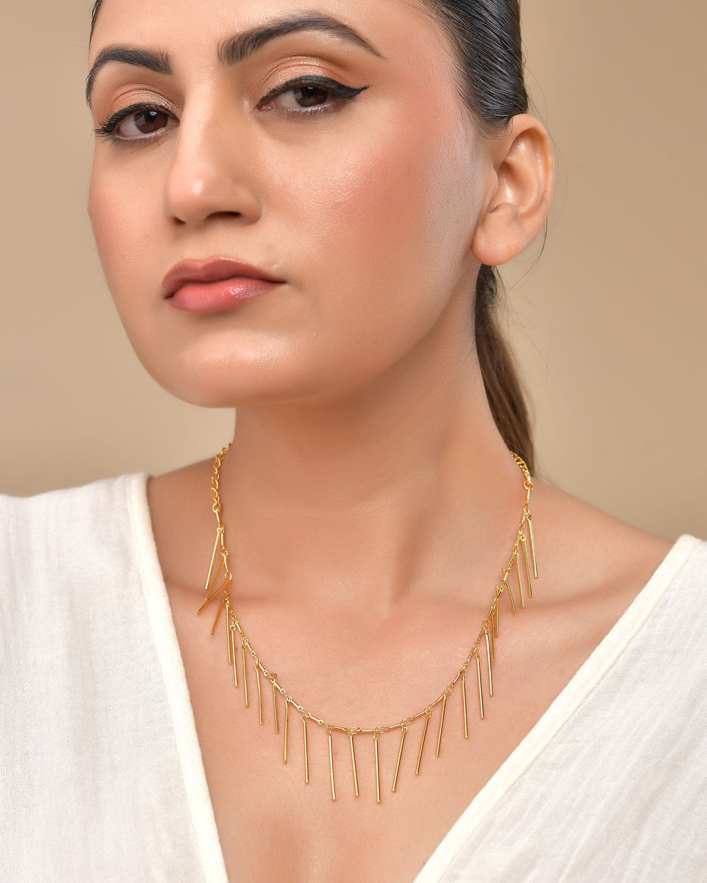 VOJ Women Gold Polished Statement Necklace | Grocsy