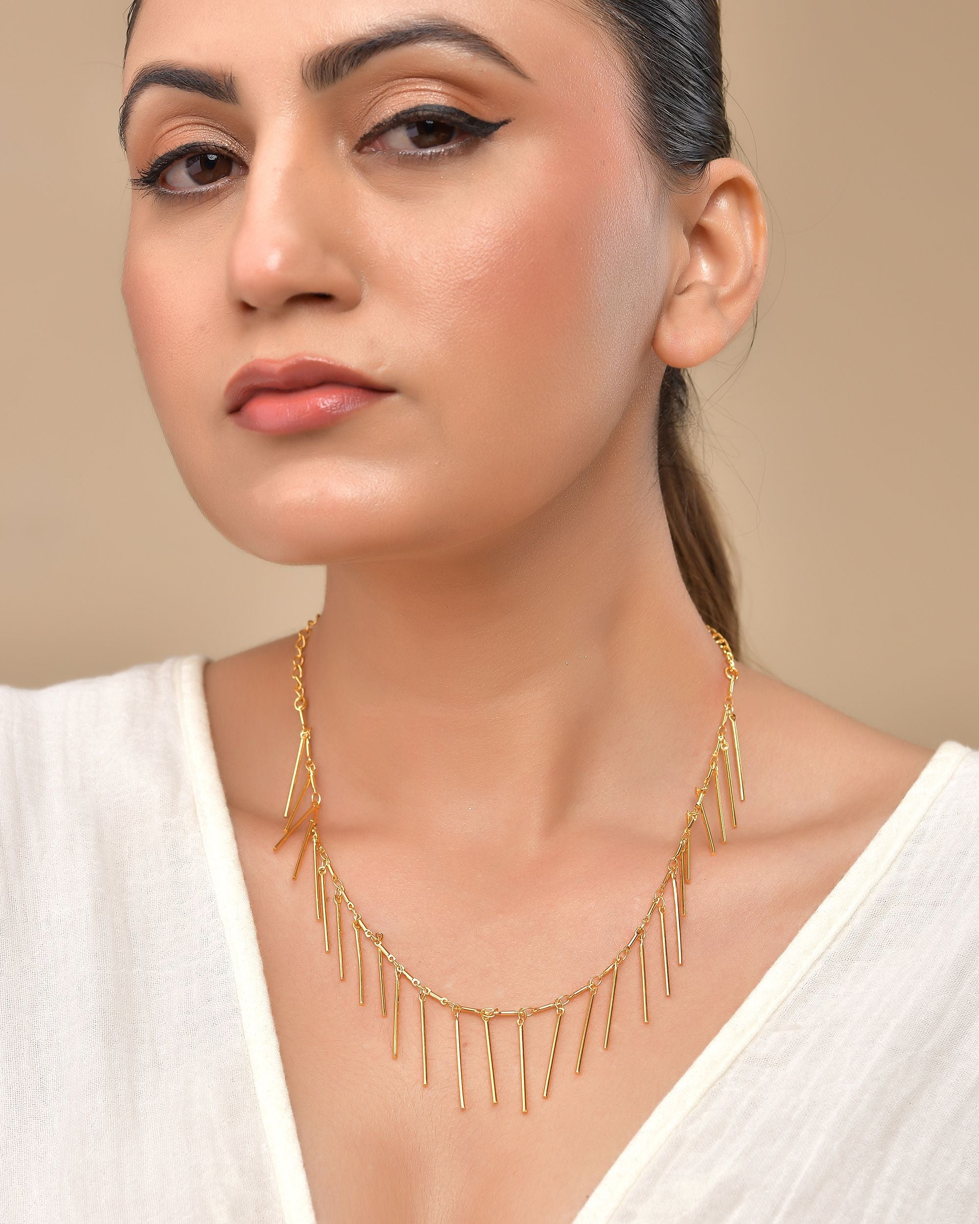 VOJ Women Gold Polished Statement Necklace | Grocsy