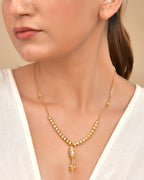VOJ Rose Gold Polished Ad Studded Round Pendant With Chain | Grocsy