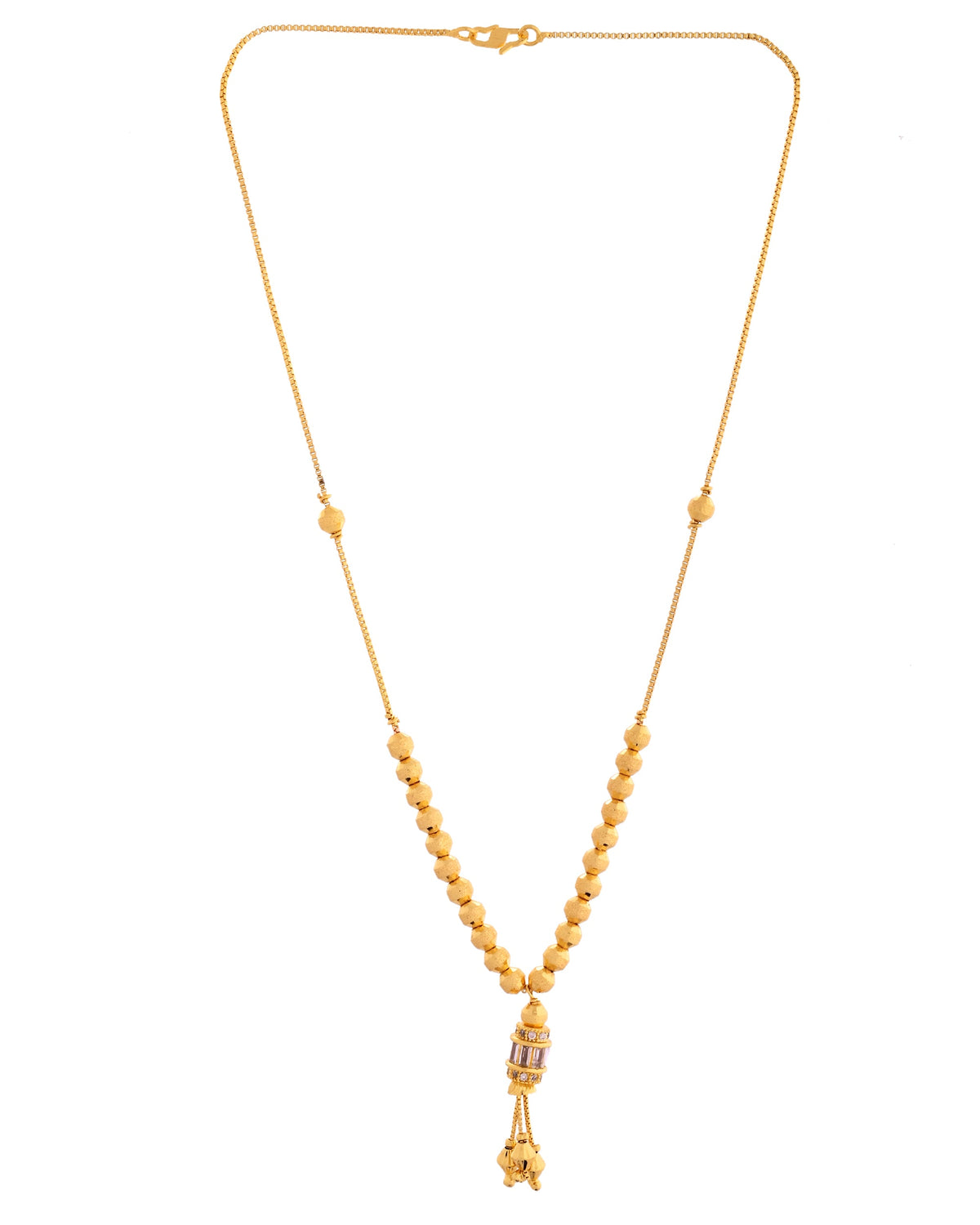 VOJ Rose Gold Polished Ad Studded Round Pendant With Chain | Grocsy