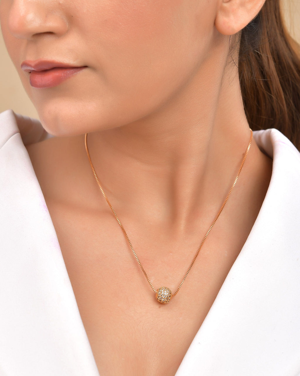VOJ Gold Polished Women Stone Studded Designer Chain | Grocsy