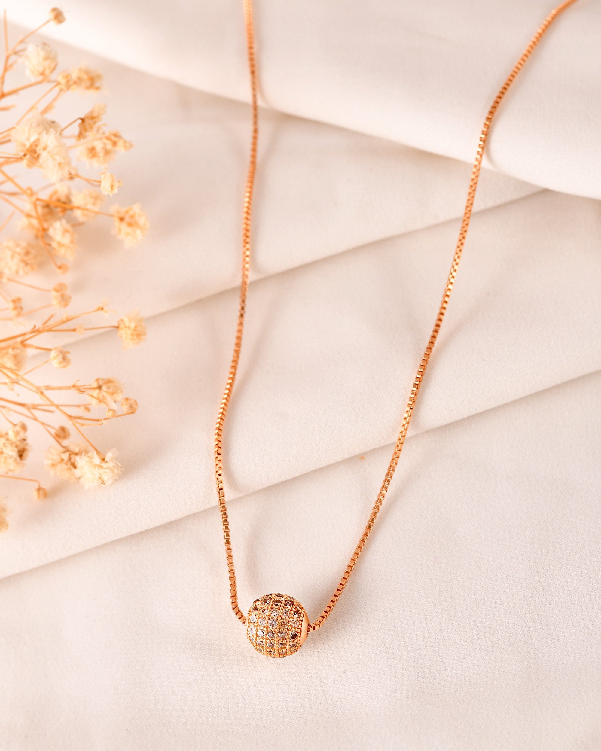 VOJ Gold Polished Women Stone Studded Designer Chain | Grocsy