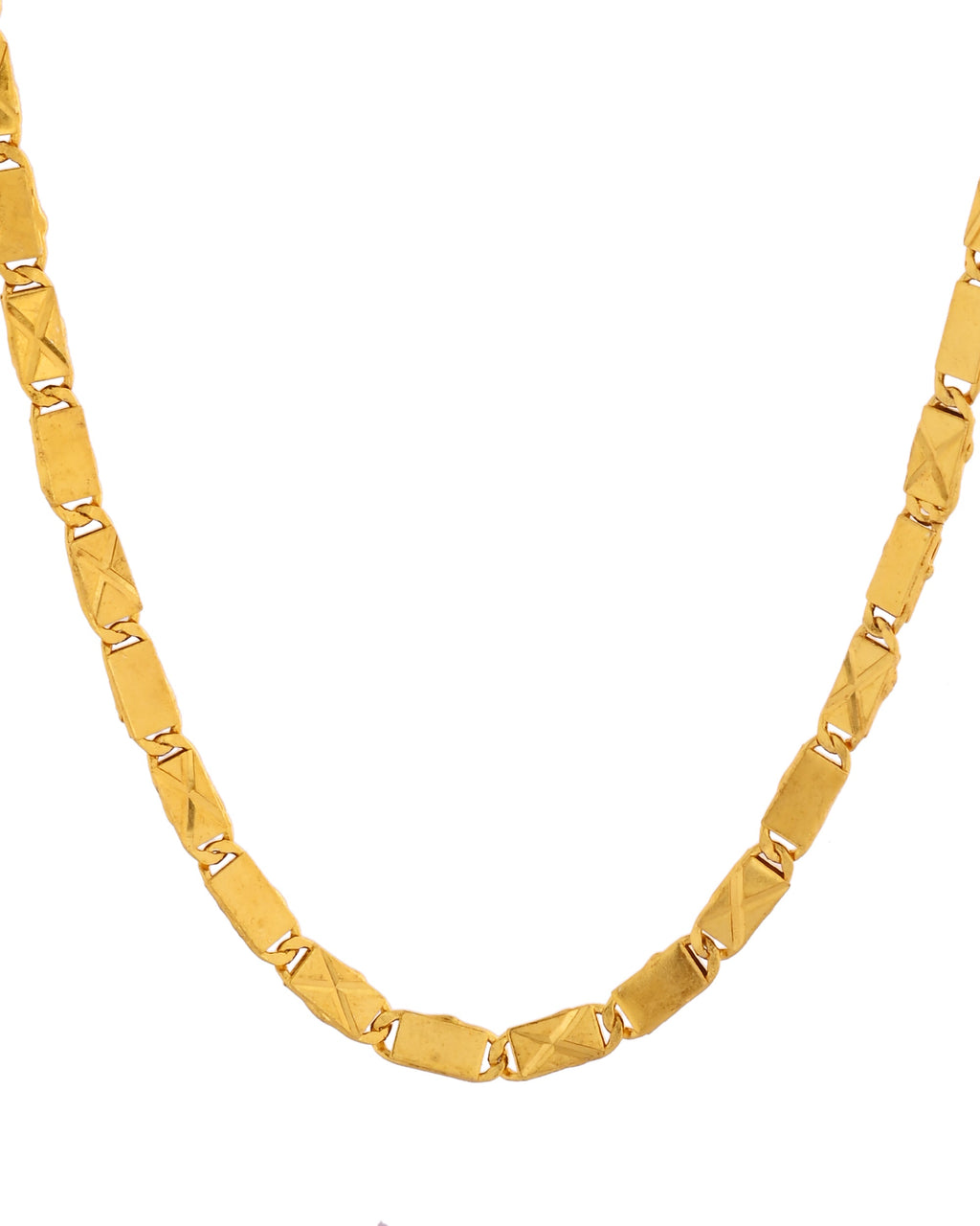VOJ Stainless Steel Gold Polished Biscuit Shaped Classic Chain | Grocsy