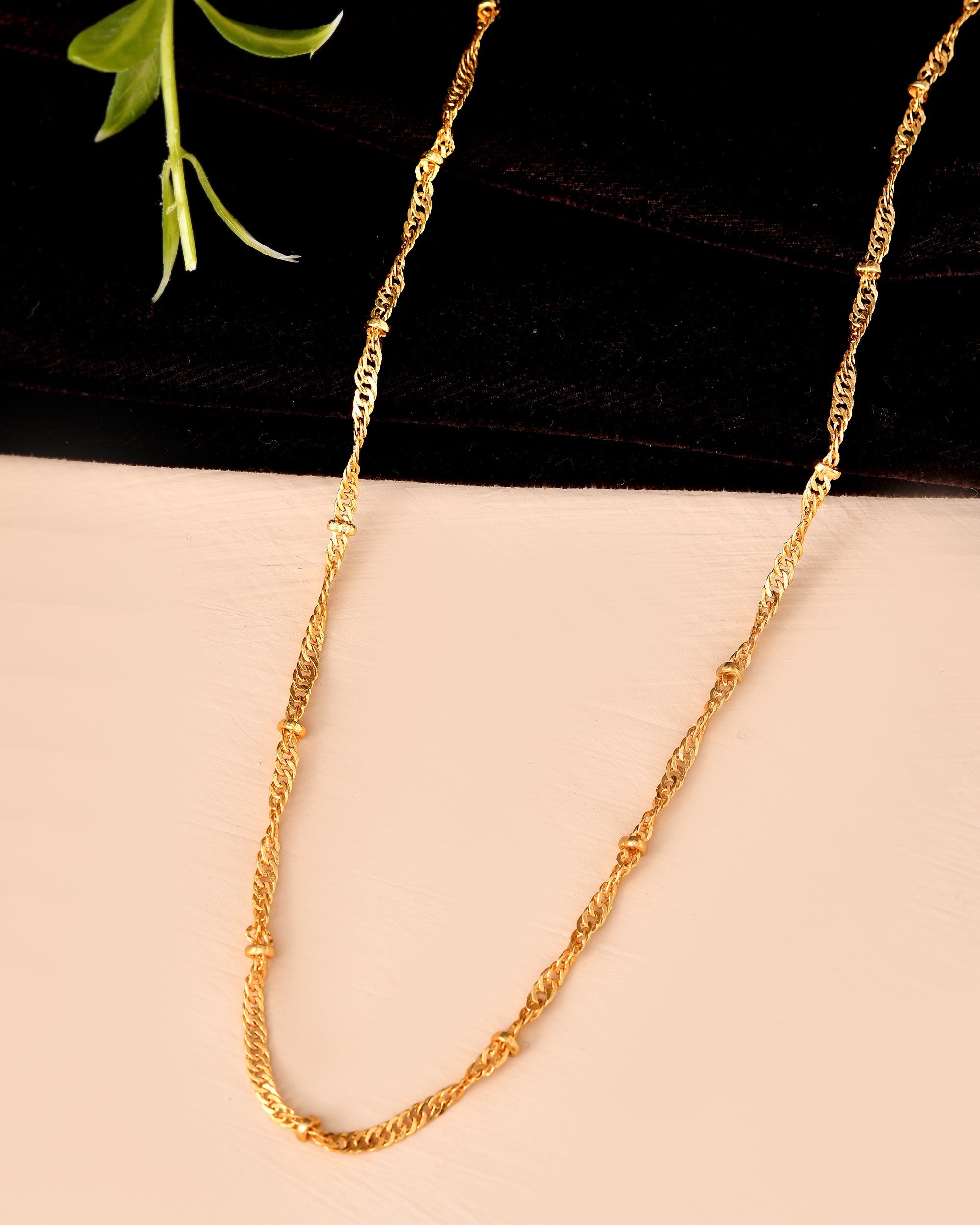 VOJ Women Stainless Steel Twisted Gold Polished Chain | Grocsy