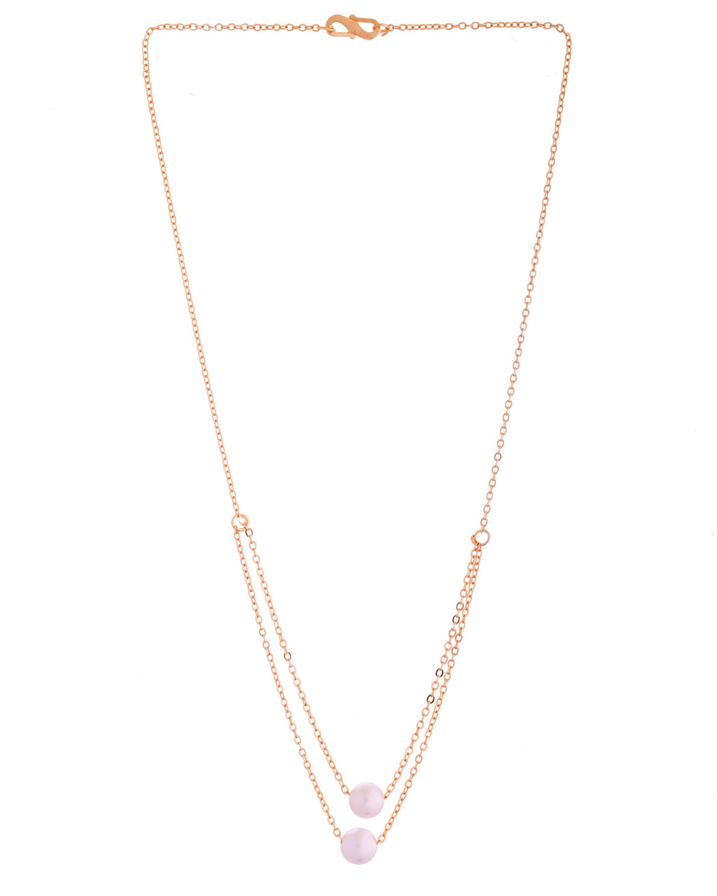 VOJ Gold Polished Pearl Studded Multi Layer Chain | Grocsy