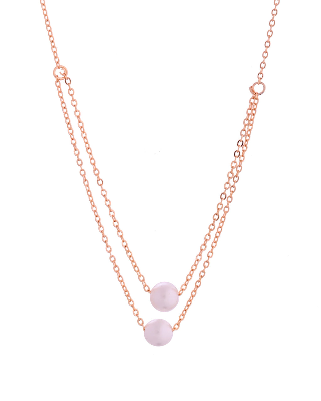 VOJ Gold Polished Pearl Studded Multi Layer Chain | Grocsy