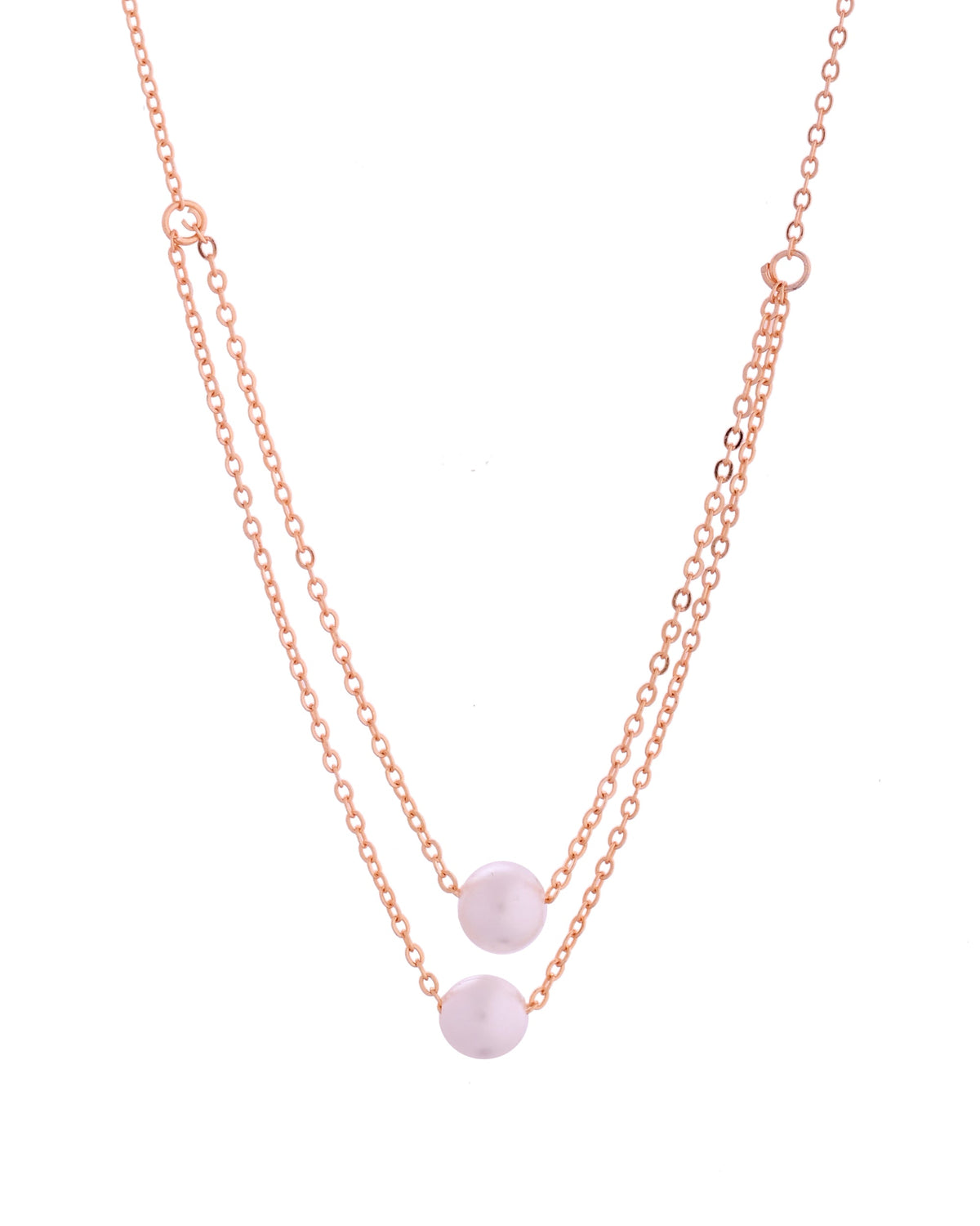 VOJ Gold Polished Pearl Studded Multi Layer Chain | Grocsy