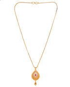 VOJ Gold Polished Teardrop Shaped Pendant With Chain Set | Grocsy