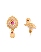 VOJ Gold Polished Teardrop Shaped Pendant With Chain Set | Grocsy