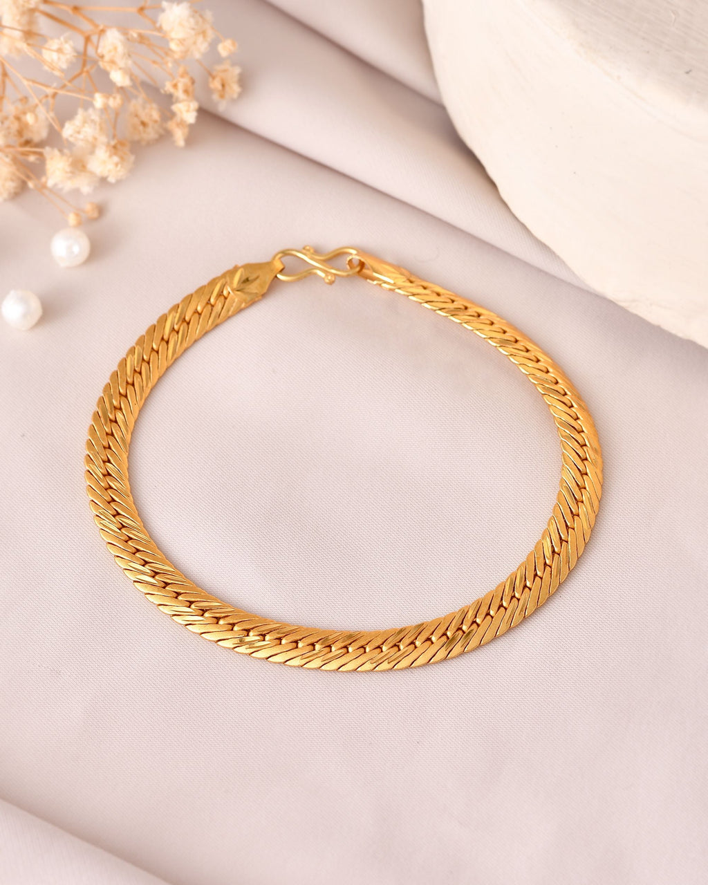 VOJ Men Stainless Steel Gold Polished Handcrafted Bracelet | Grocsy