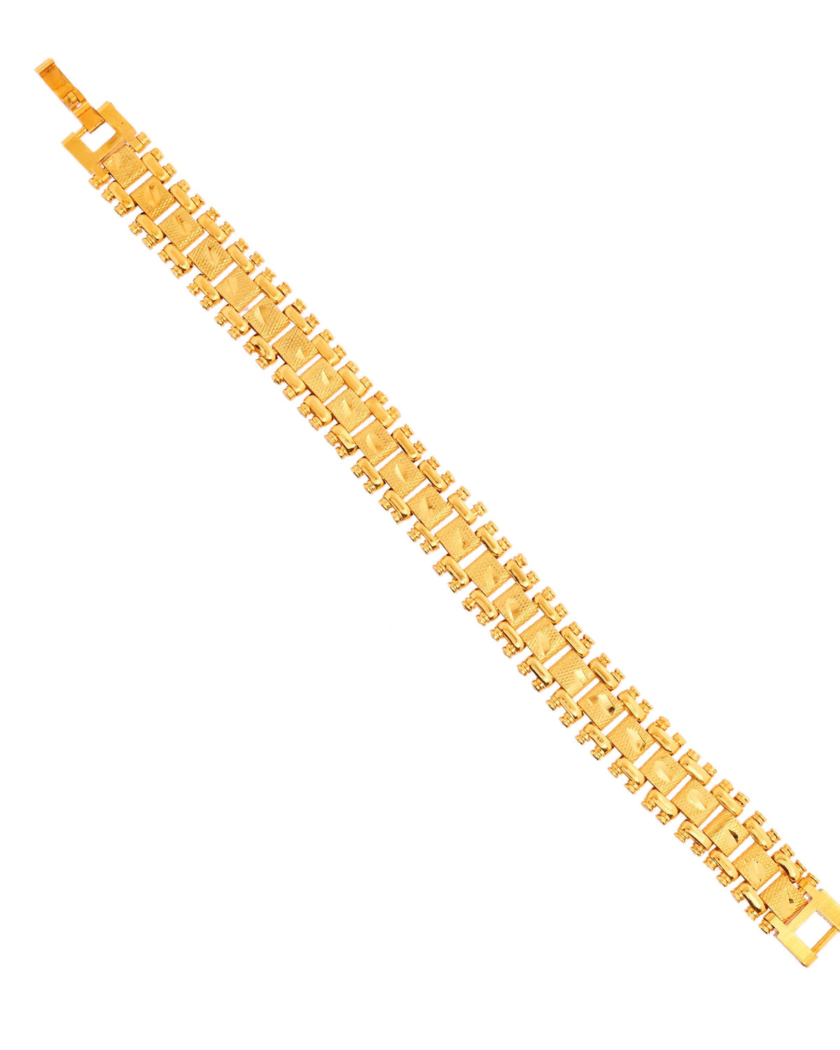 VOJ Gold Polished Handcrafted Stainless Steel Linked Bracelet For Men | Grocsy