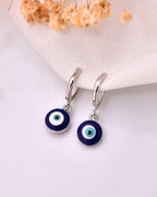 VOJ Silver Plated Contemporary Evel Eye Drop Earrings | Grocsy