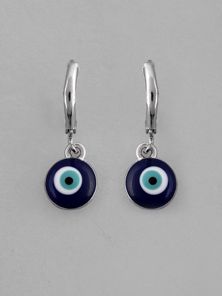 VOJ Silver Plated Contemporary Evel Eye Drop Earrings | Grocsy