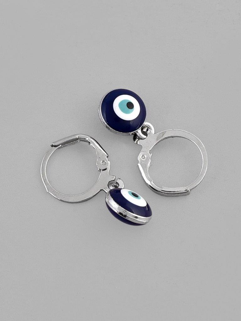 VOJ Silver Plated Contemporary Evel Eye Drop Earrings | Grocsy