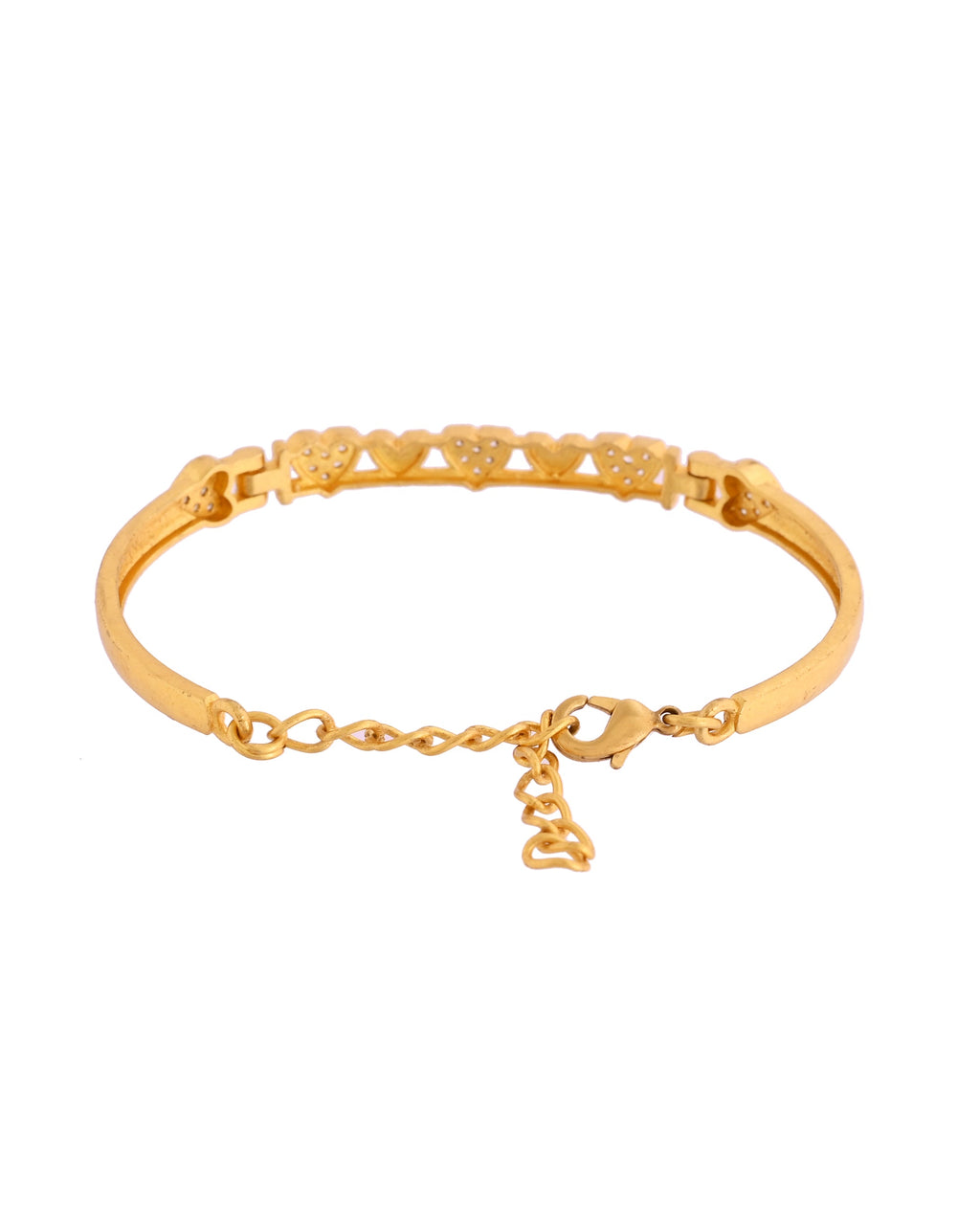 VOJ Women Gold Polished Heart Shaped Stone Studded Link Bracelet | Grocsy