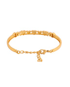 VOJ Women Gold Polished Heart Shaped Stone Studded Link Bracelet | Grocsy