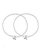 VOJ Set Of 2 Silver Plated Stone Studded Anklet | Grocsy