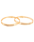 VOJ Set Of 2 Gold Polished Stone Studded Bangle | Grocsy