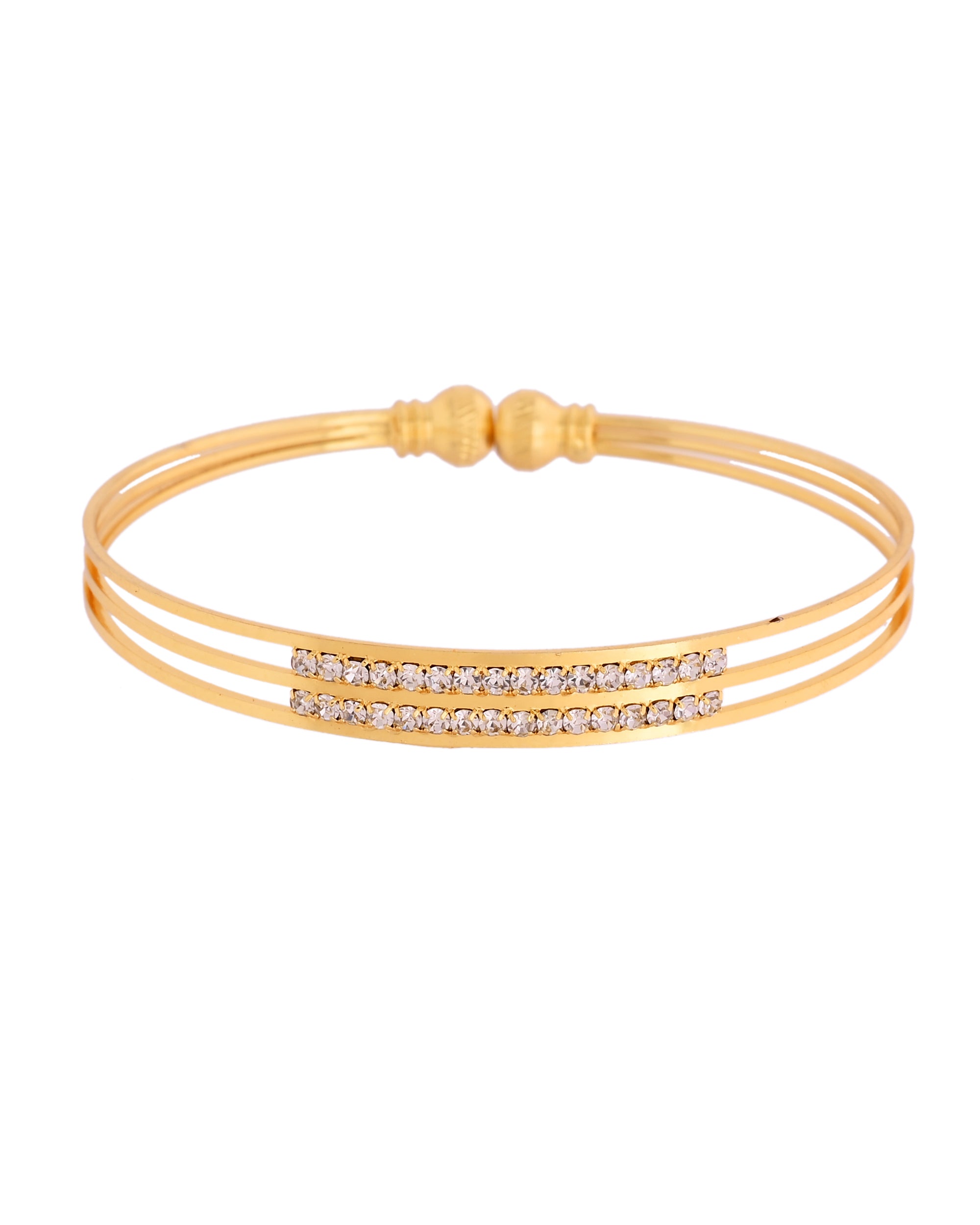 VOJ Set Of 2 Gold Polished Stone Studded Bangle | Grocsy