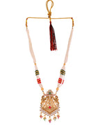 VOJ Gold Polished Designer Long Necklace With Earrings Set | Grocsy