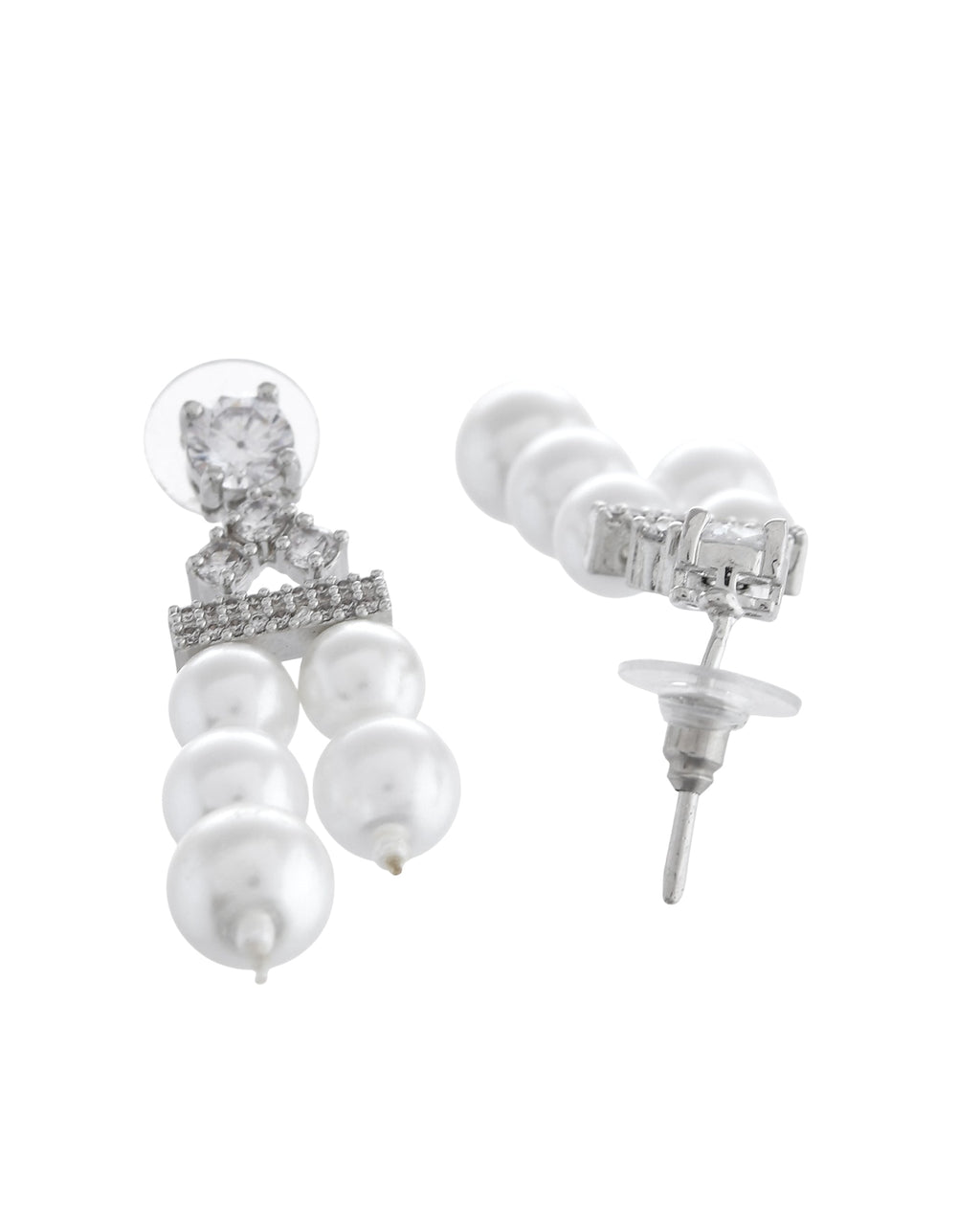 VOJ Silver Plated Pearl & Ad Studded Designer Jewellery Set | Grocsy