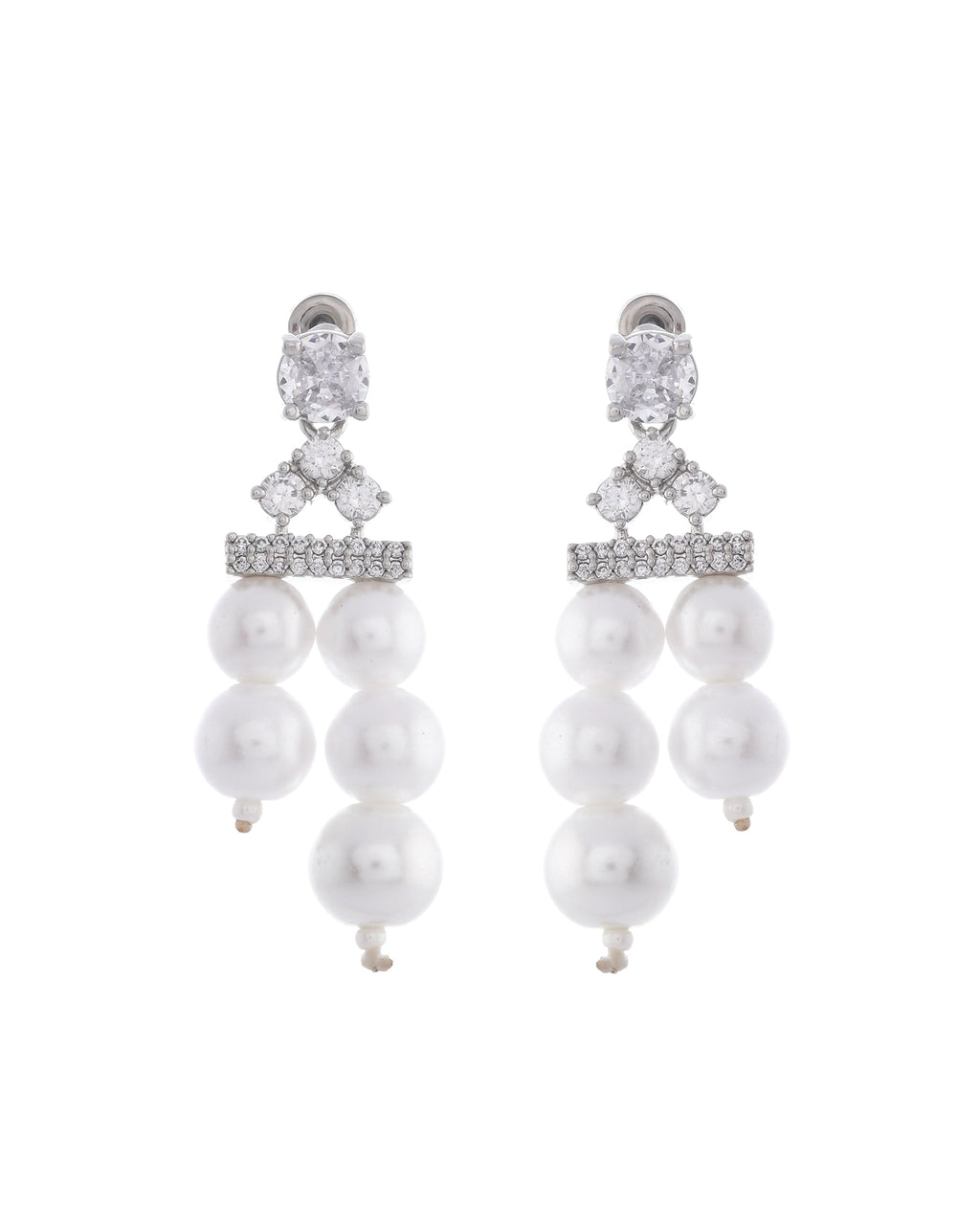 VOJ Silver Plated Pearl & Ad Studded Designer Jewellery Set | Grocsy
