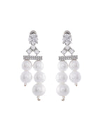 VOJ Silver Plated Pearl & Ad Studded Designer Jewellery Set | Grocsy