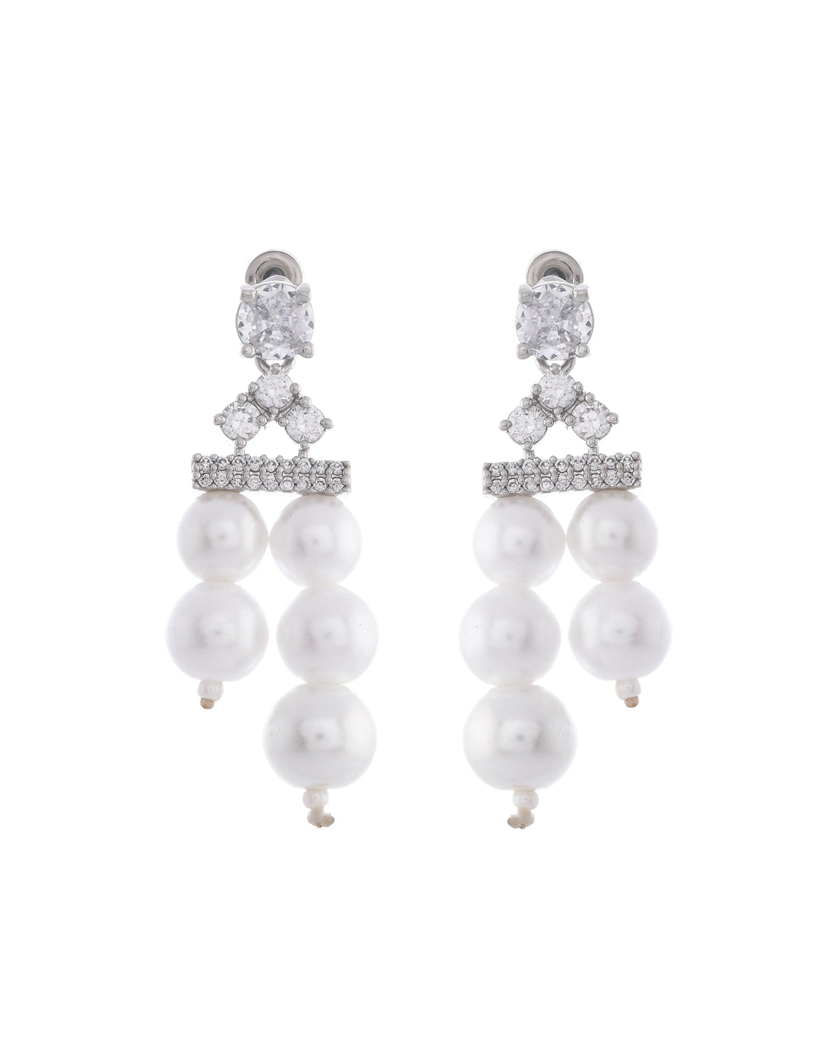 VOJ Silver Plated Pearl & Ad Studded Designer Jewellery Set | Grocsy