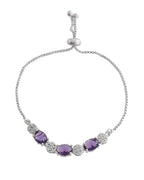 VOJ Silver Plated Purple Stone Studded Necklace With Earrings, Ring And Bracelet Set | Grocsy
