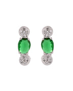 VOJ Silver Plated Green Stone Studded Necklace With Earrings, Ring And Bracelet Set | Grocsy