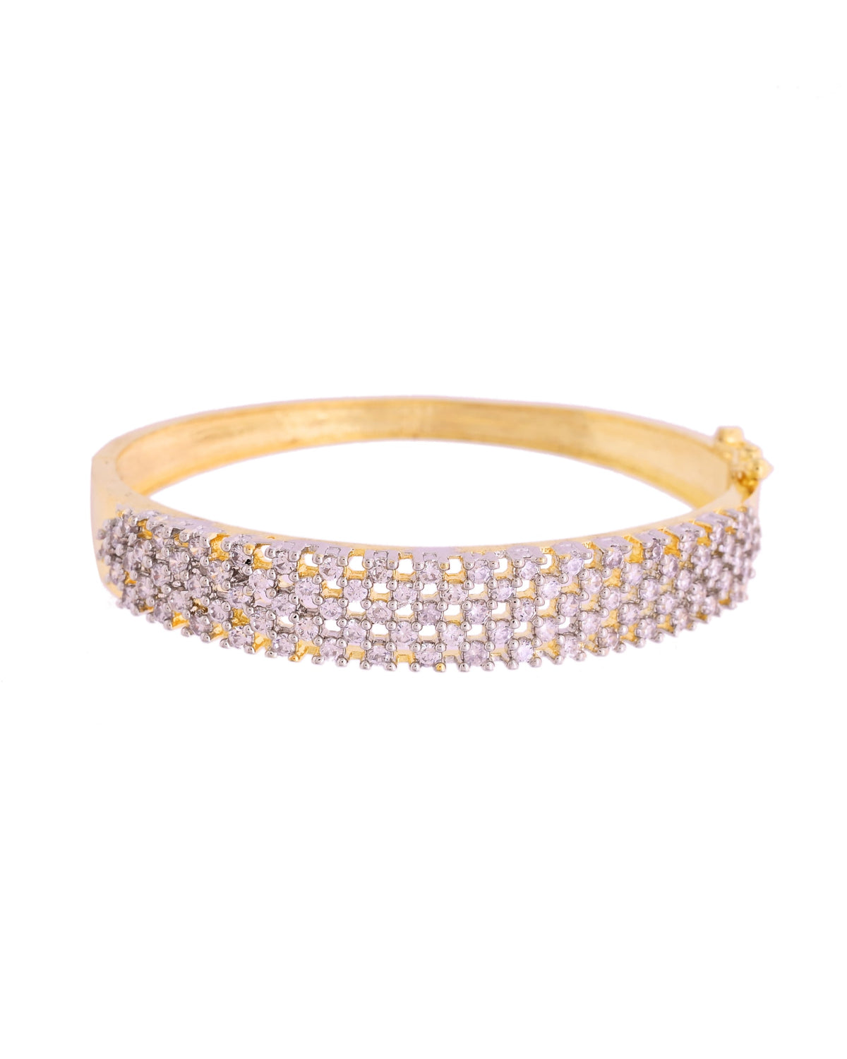 VOJ Women Gold Polished Cz Studded Kada Bracelet | Grocsy