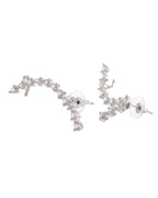 VOJ Silver Plated Cz Stone Studded Teardrop Shaped Ear Cuff Earrings | Grocsy