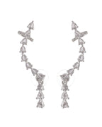VOJ Silver Plated Cz Stone Studded Teardrop Shaped Ear Cuff Earrings | Grocsy