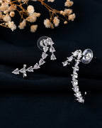VOJ Silver Plated Cz Stone Studded Teardrop Shaped Ear Cuff Earrings | Grocsy
