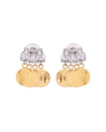 VOJ Gold Polished Small Coin & Stone Studded Studs Earrings | Grocsy