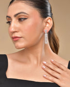 VOJ Silver Plated Ad Stone Studded Long Earrings | Grocsy