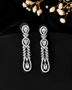 VOJ Silver Plated Ad Stone Studded Long Earrings | Grocsy